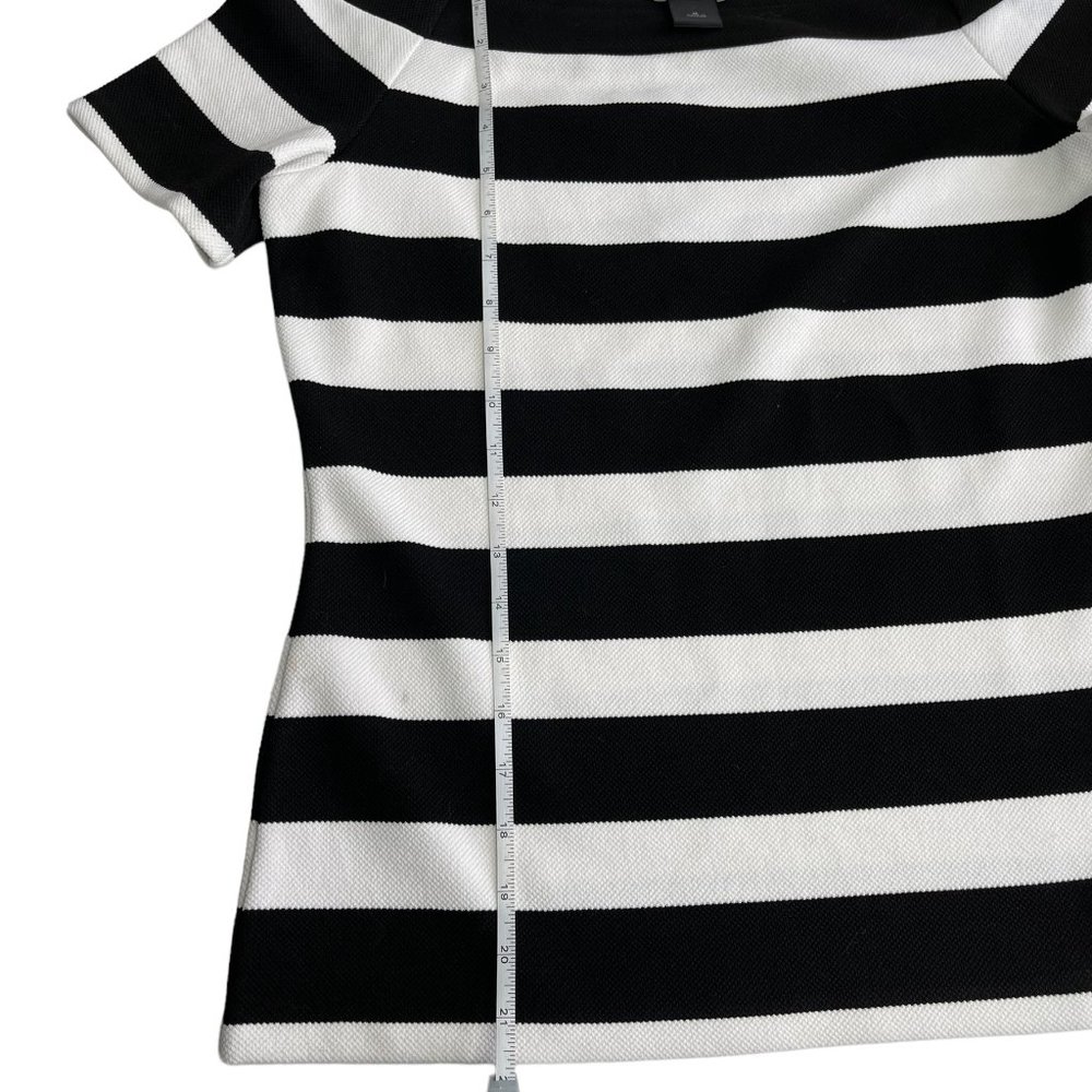 Ann Taylor Factory Black and White Fitted Off the Shoulder Short Sleeve Top SZ M - Picture 5 of 5